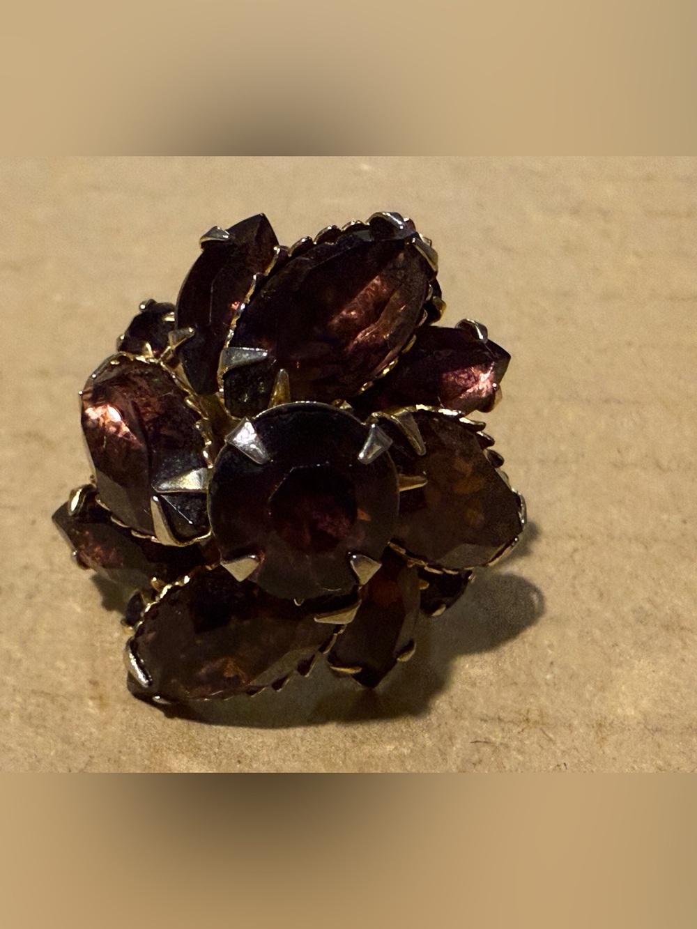 Vintage Filigreed Purple Cluster Cocktail Ring - Women's Jewelry 6.5